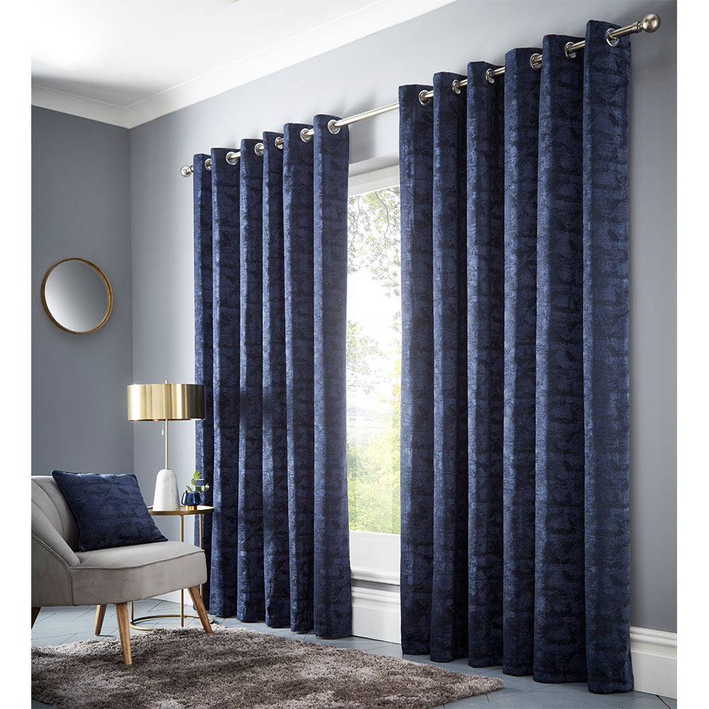 Topia Eyelet Curtain Ready Made Curtains - Ink - by Studio G