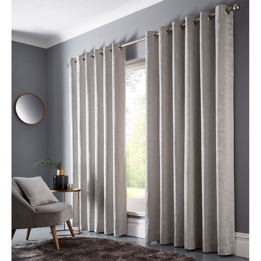 Topia Eyelet Curtain Ready Made Curtains - Silver - by Studio G