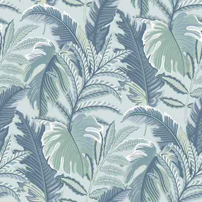 Tropical Leaf by Albany - Aqua Blue - Wallpaper : Wallpaper Direct