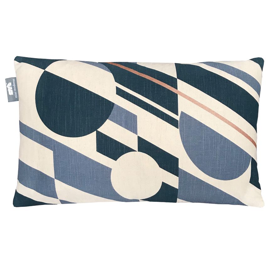 Pluto Cushion - Washed Denim and Copper - by Mini Moderns