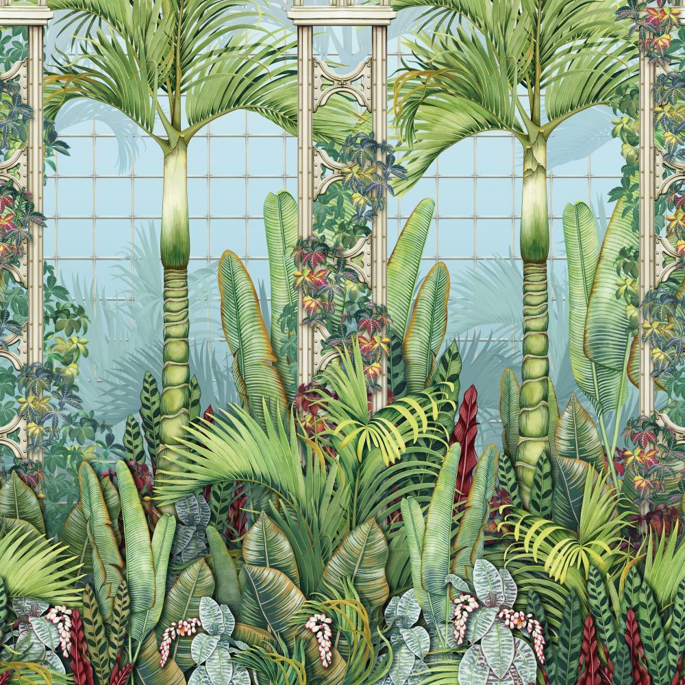 Palm House Panel Mural - Leaf Green  - by Osborne & Little