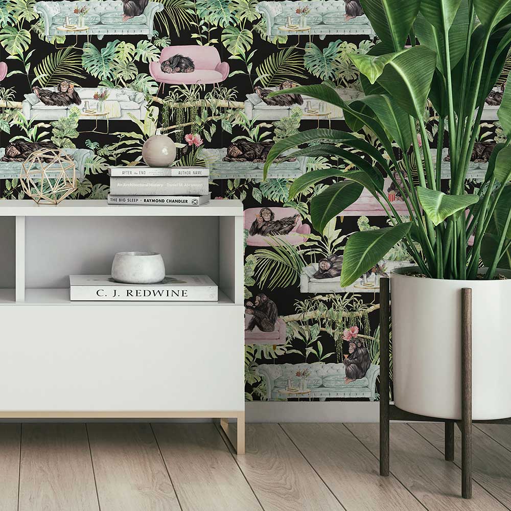Monkey Business Wallpaper - Black - by Graduate Collection
