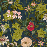 Passiflora Wallpaper - Midnight / Spice - by Clarke & Clarke. Click for more details and a description.
