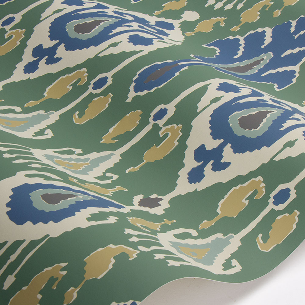 Ikat Bokhara Wallpaper - Emerald - by G P & J Baker