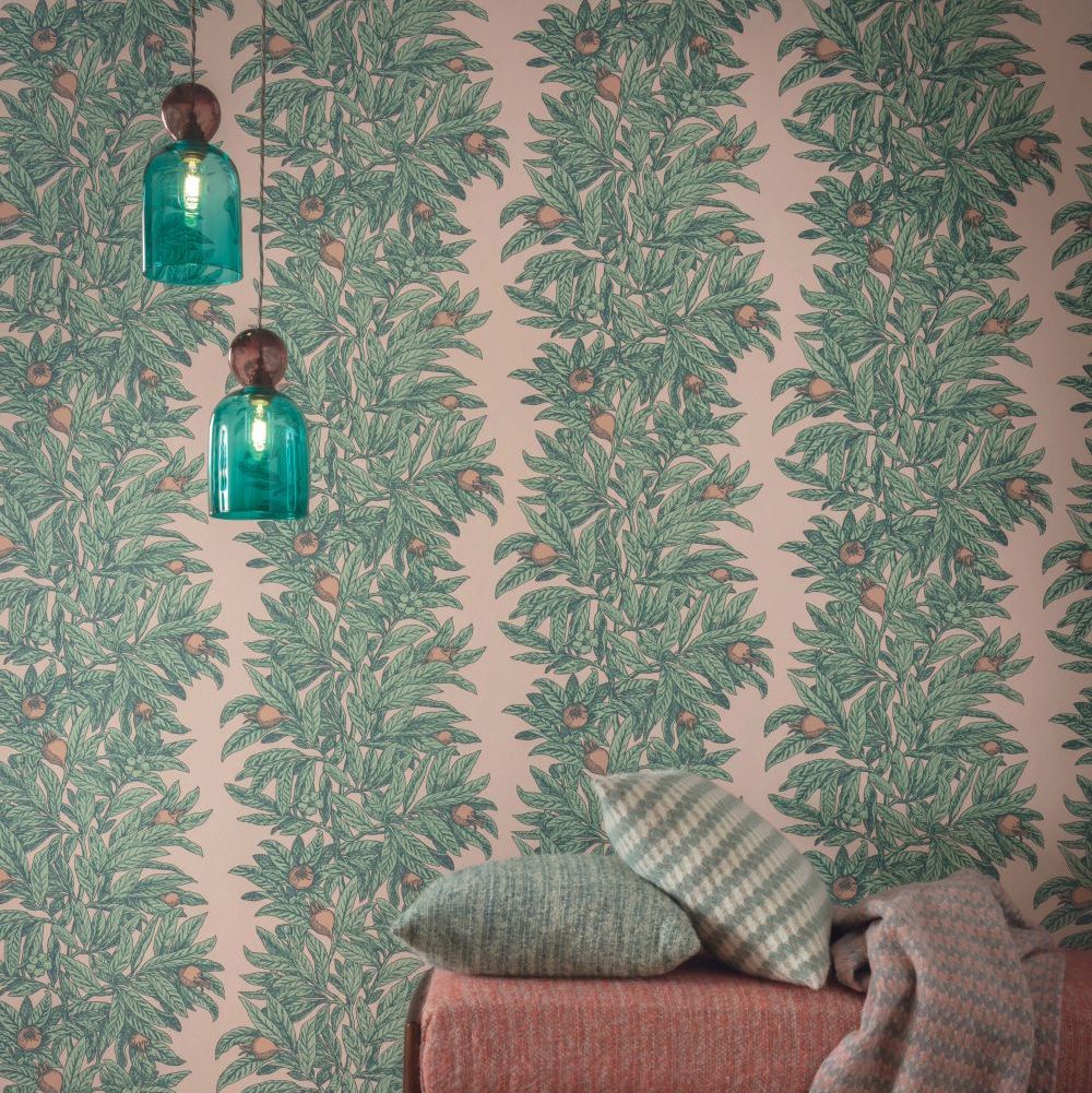 Medlar Wallpaper - Blush / Mint - by Osborne & Little