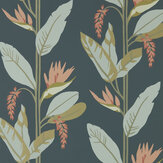 Llenya Wallpaper - Ink / Coral / Seaglass - by Harlequin. Click for more details and a description.