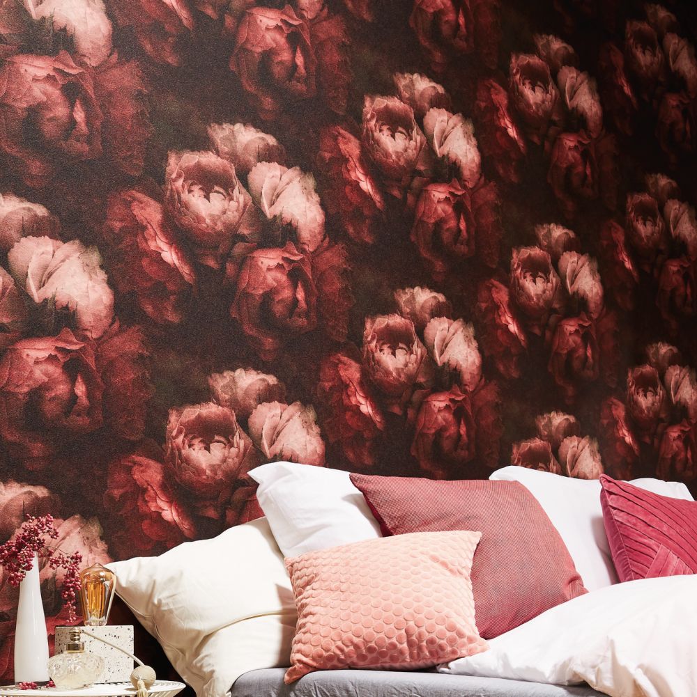 Roses Wallpaper - Deep Pink  - by New Walls