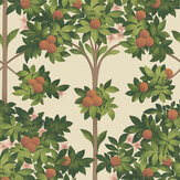 Orange Blossom Wallpaper - Orange & Spring Green on Parchment - by Cole & Son. Click for more details and a description.