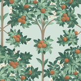 Orange Blossom Wallpaper - Burnt Orange & Mint on Seafoam - by Cole & Son. Click for more details and a description.