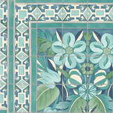 Triana Wallpaper - Teal & Dark Teal on Denim - by Cole & Son. Click for more details and a description.