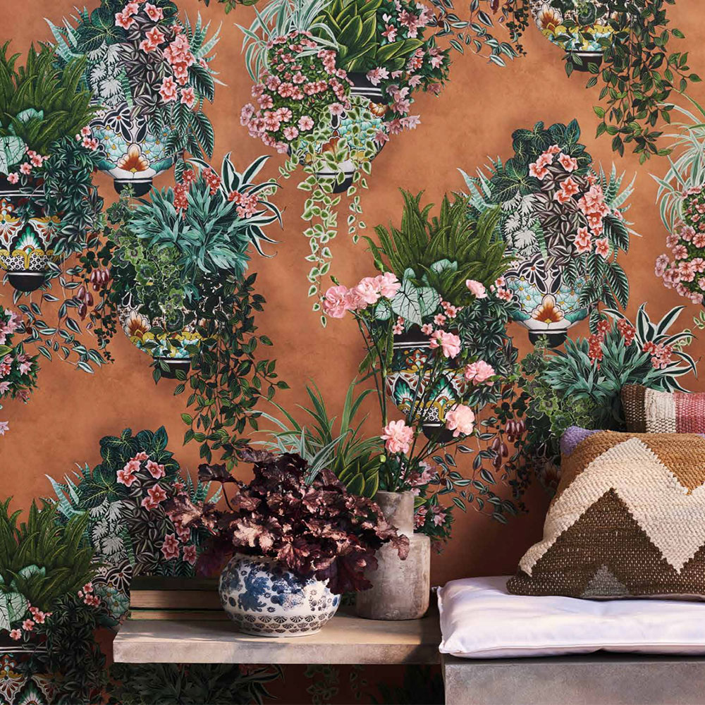 Talavera Wallpaper - Rose & Spring Greens - by Cole & Son