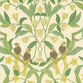 Jasmine & Serin Symphony Wallpaper - Chartreuse & Olive Green on White - by Cole & Son. Click for more details and a description.