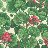 Geranium Wallpaper - Rose & Forest Greens on Parchment - by Cole & Son. Click for more details and a description.