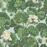 Geranium Wallpaper - White & Sage on Seafoam - by Cole & Son. Click for more details and a description.