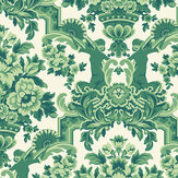 Lola Wallpaper - Forest Greens on White - by Cole & Son. Click for more details and a description.