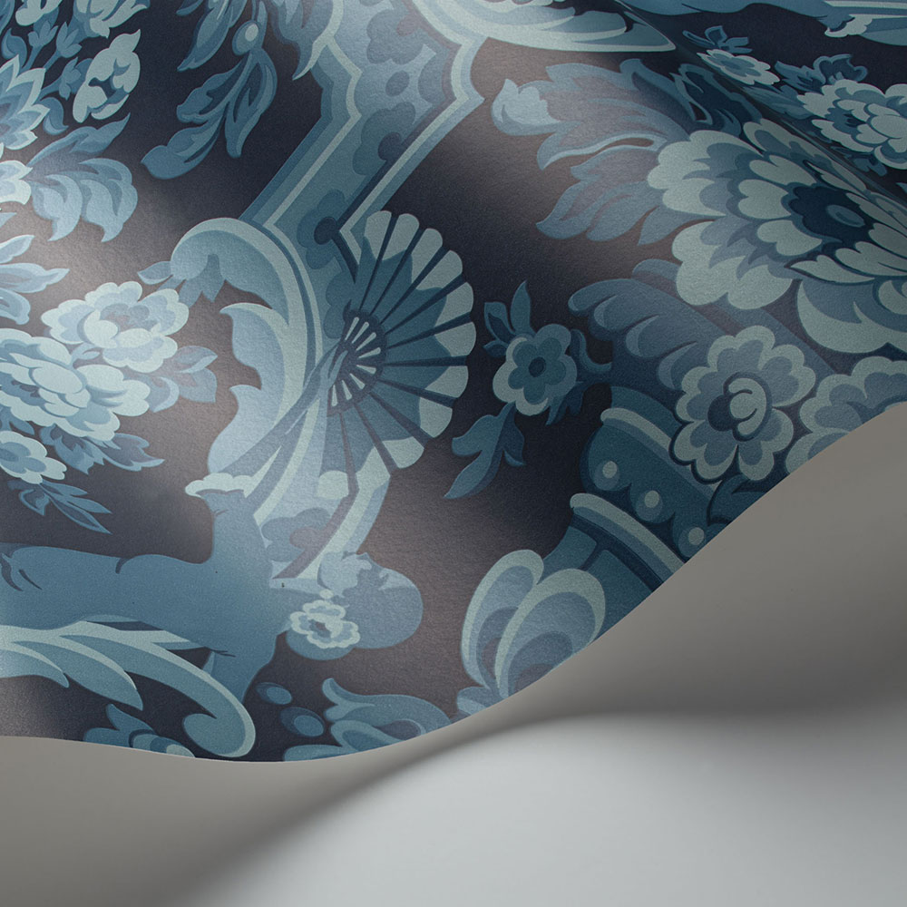Lola Wallpaper - China Blues on Midnight - by Cole & Son