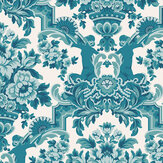 Lola Wallpaper - Petrol Blues on White  - by Cole & Son. Click for more details and a description.