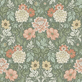 Dahlia Garden Wallpaper - Blush / Green - by Boråstapeter. Click for more details and a description.