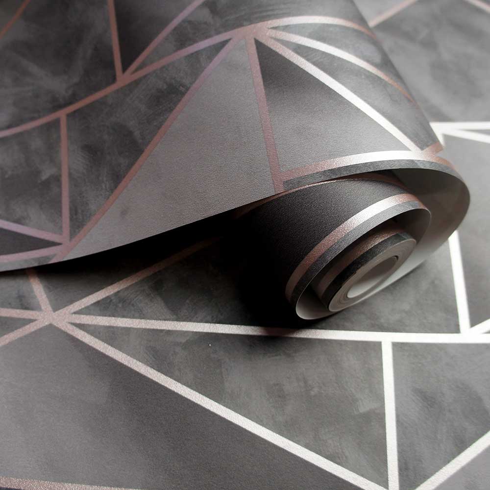 Charon Wallpaper - Charcoal / Rose Gold - by Albany