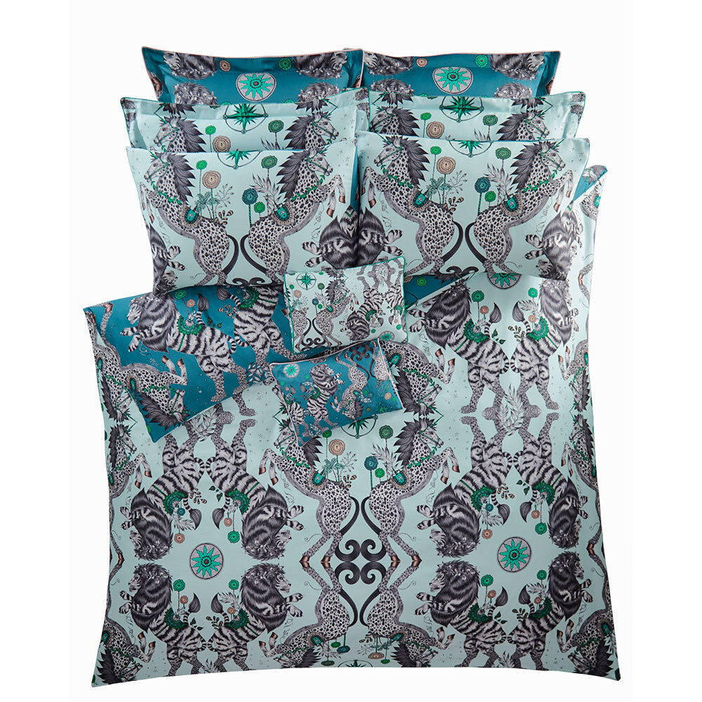 Caspian Standard Pillowcase Pair - Aqua/ Teal - by Emma J Shipley