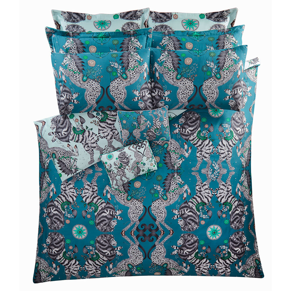 Caspian Oxford Square Pillowcase - Aqua/ Teal - by Emma J Shipley