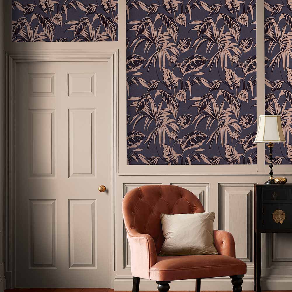 Palma Wallpaper - Soft Gold / Notte - by Graham & Brown