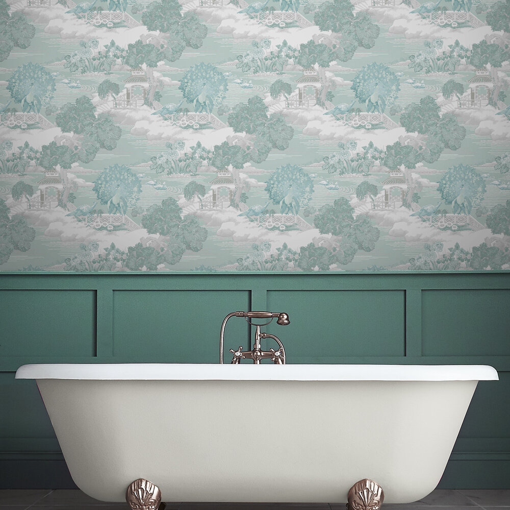 Edo Toile Wallpaper - Mint - by Graham & Brown