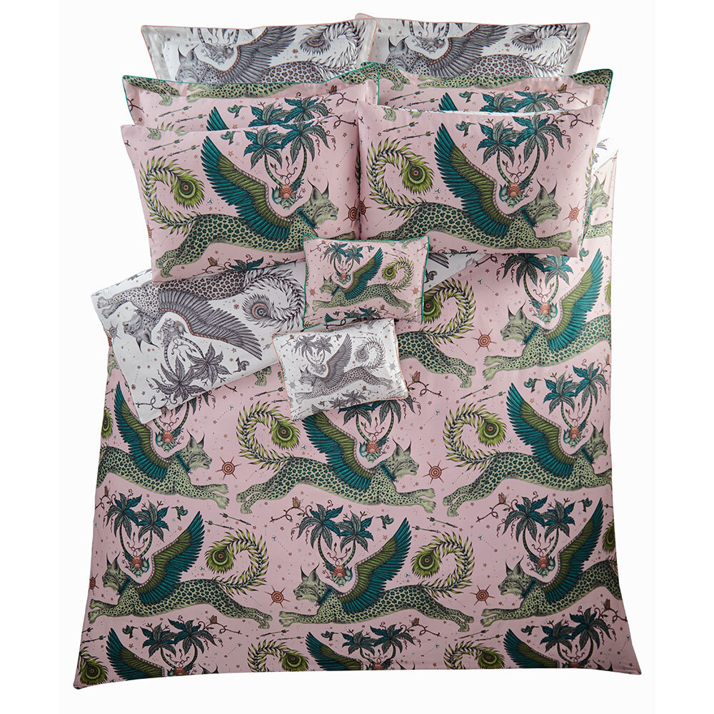 Lynx Standard Pillowcase Pair - Blush/ White - by Emma J Shipley