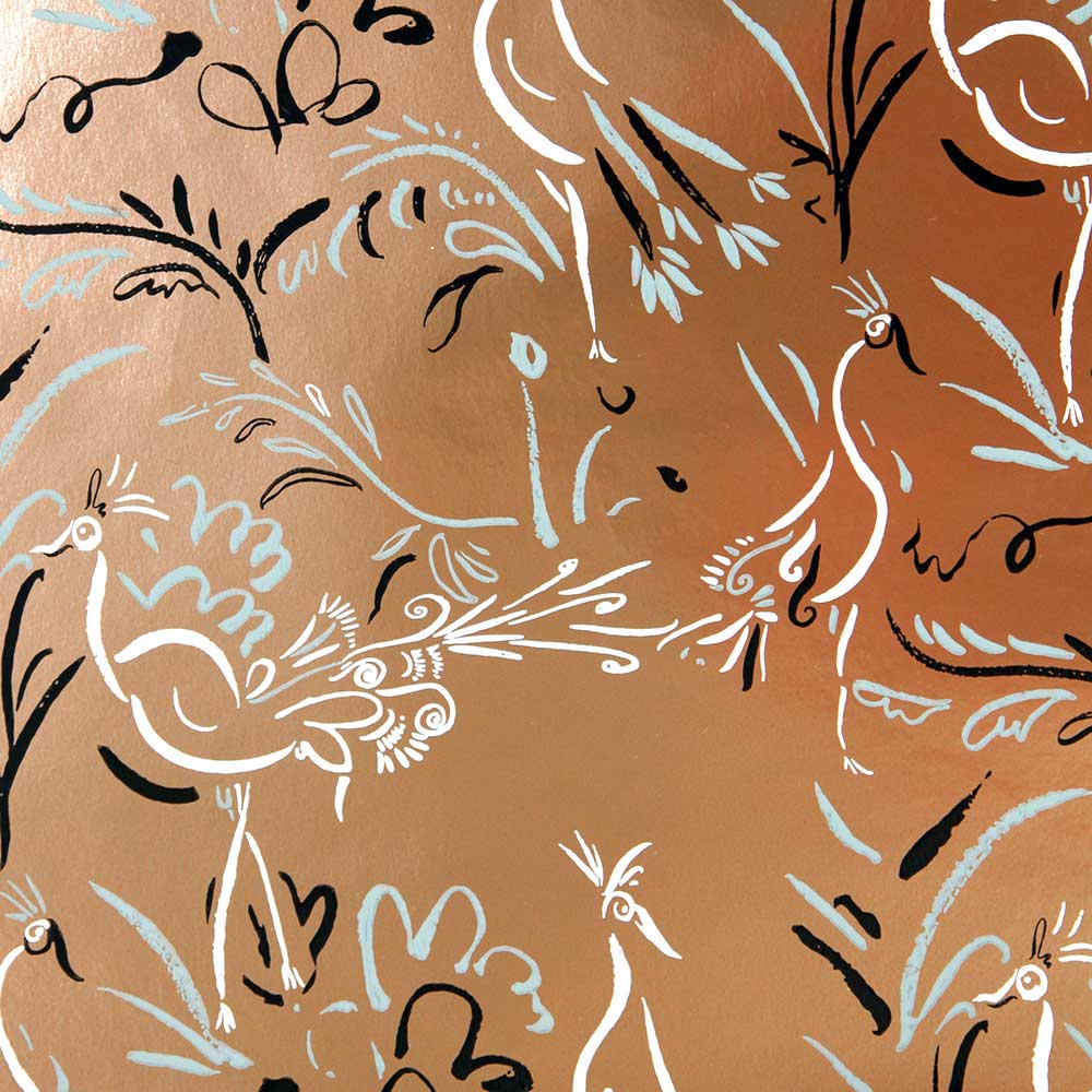 Birds Wallpaper - Copper Blush - by Polly Dunbar Decoration