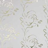 Seraph Wallpaper - Gold / French Grey - by Polly Dunbar Decoration. Click for more details and a description.