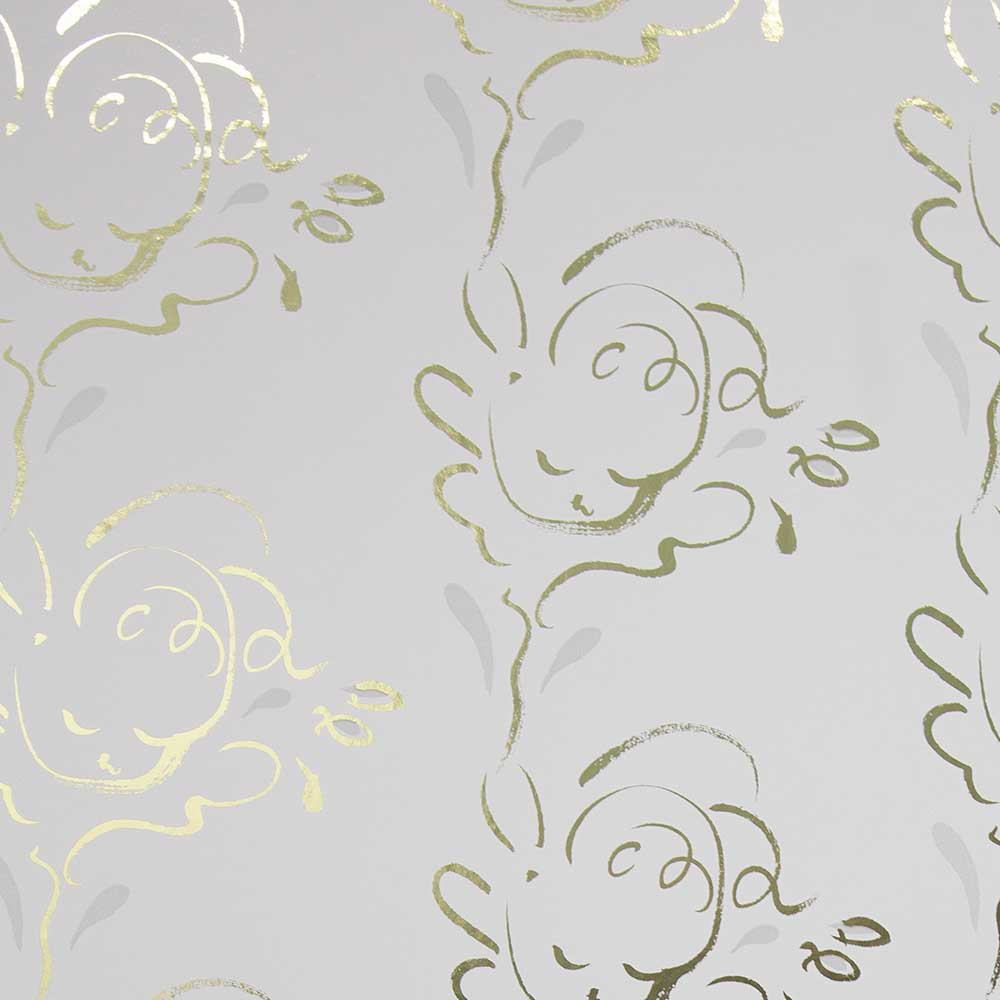 Seraph Wallpaper - Gold / French Grey - by Polly Dunbar Decoration