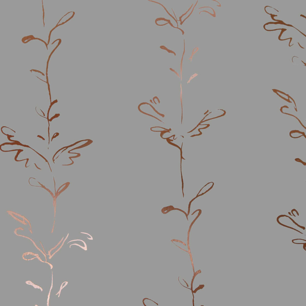 Stem Wallpaper - Copper / Grey - by Polly Dunbar Decoration