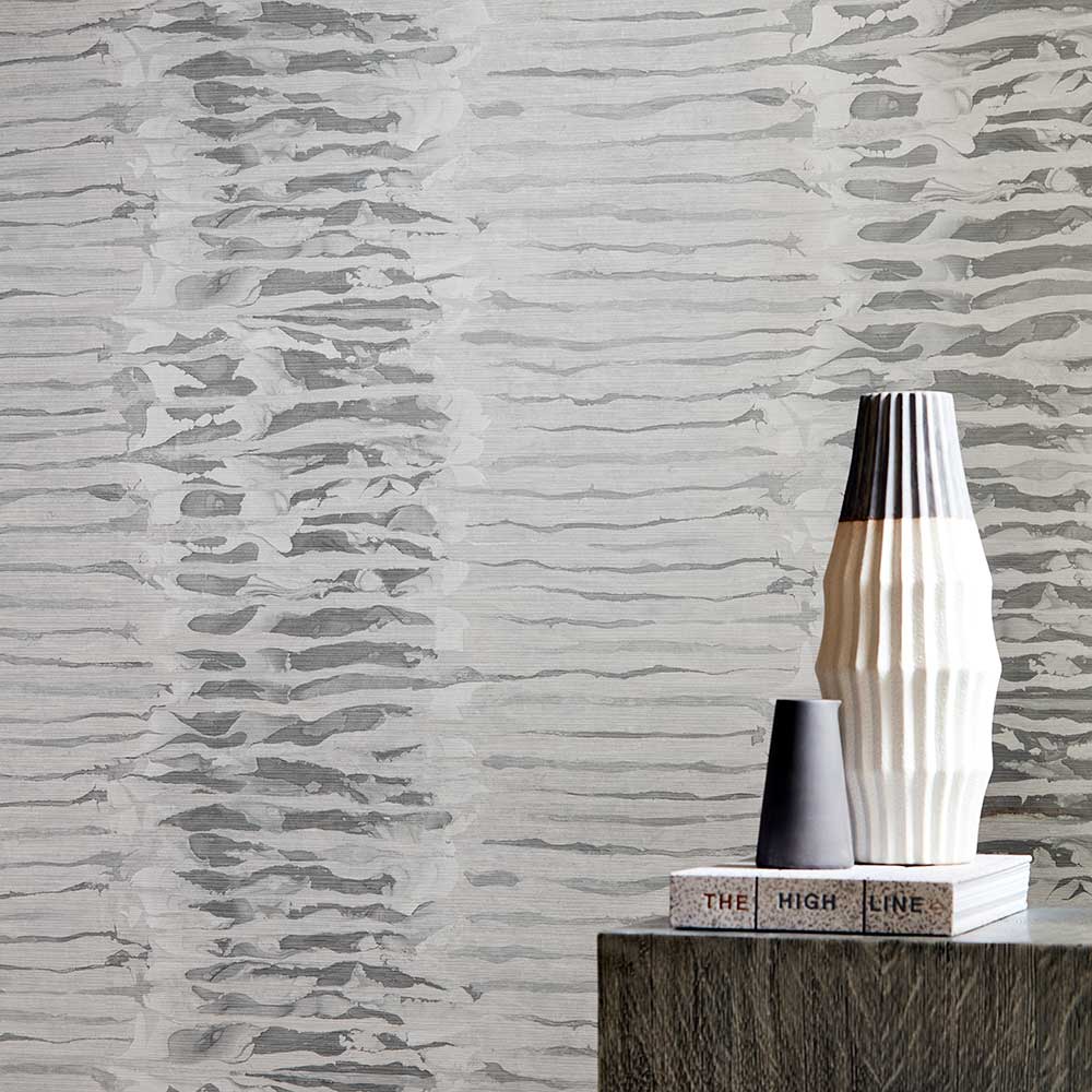 Ripple Stripe Wallpaper - Steel - by Harlequin