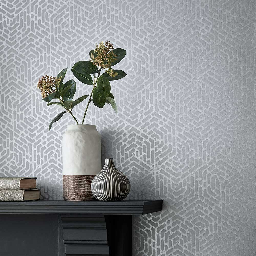 Willow Wallpaper - Silver - by 1838 Wallcoverings