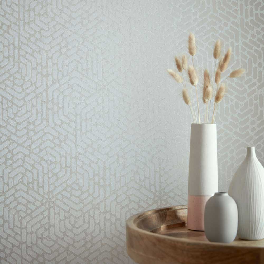 Willow Wallpaper - Pearl - by 1838 Wallcoverings