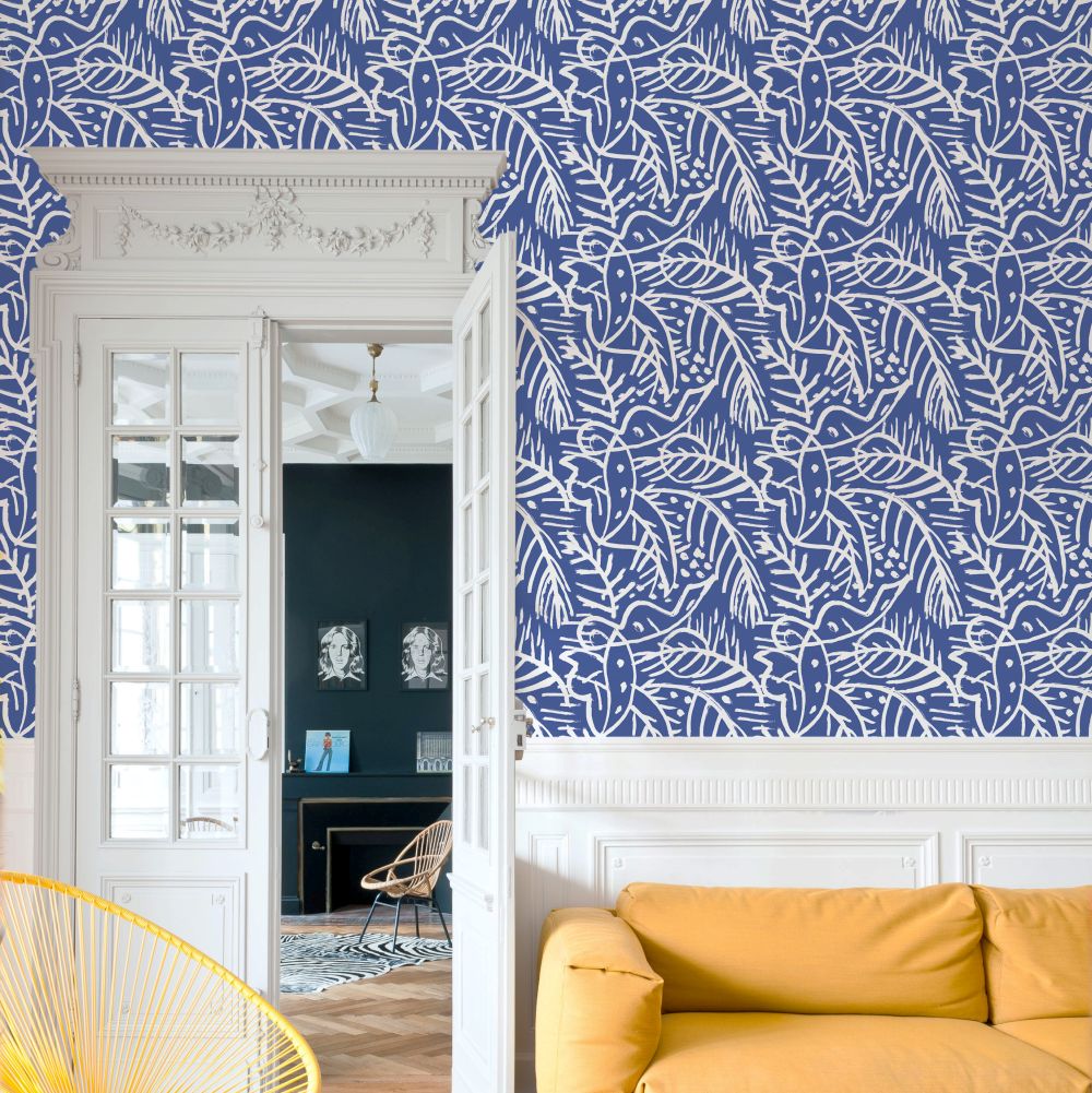 Selva De Mar Wallpaper - Blue - by Tres Tintas