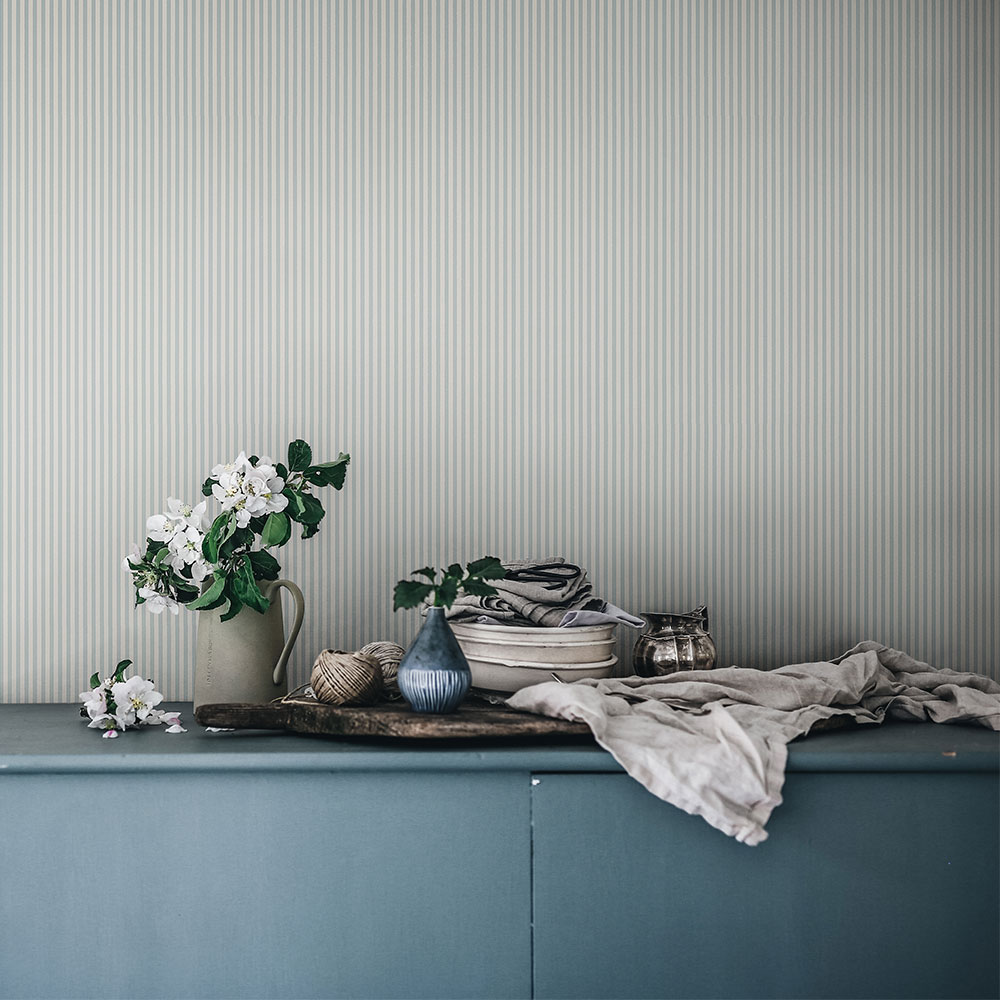 Alfred Wallpaper - Misty Blue - by Sandberg