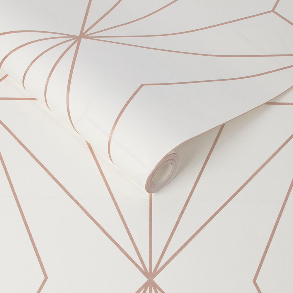 Harmony Wallpaper - White / Rose Gold - by Graham & Brown