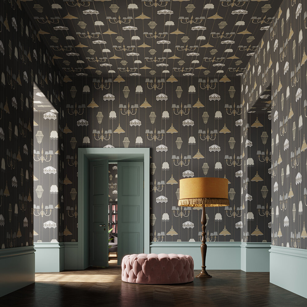 Drawing Room Wallpaper - Charcoal - by Graham & Brown