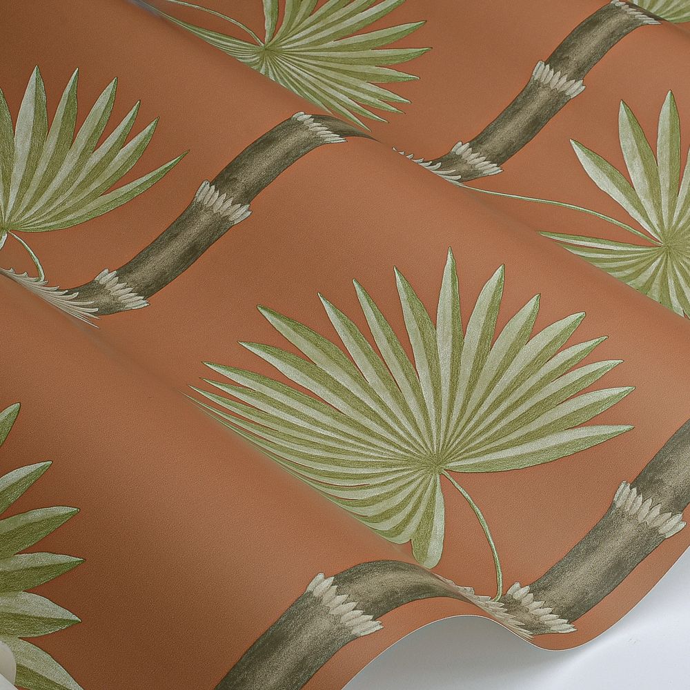 Hardy Palm Wallpaper - Burnt Orange - by Paint & Paper Library