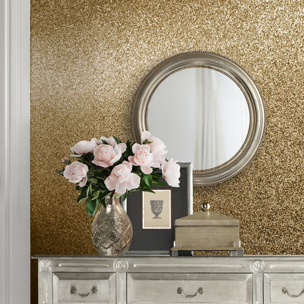 Oriah Glitter Wallpaper - Gold - by Albany