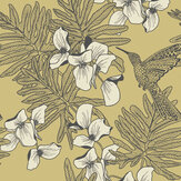 Hummingbird Wallpaper - Mustard - by 1838 Wallcoverings. Click for more details and a description.