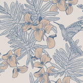 Hummingbird Wallpaper - Lagoon - by 1838 Wallcoverings. Click for more details and a description.