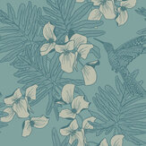 Hummingbird Wallpaper - Seafoam - by 1838 Wallcoverings. Click for more details and a description.