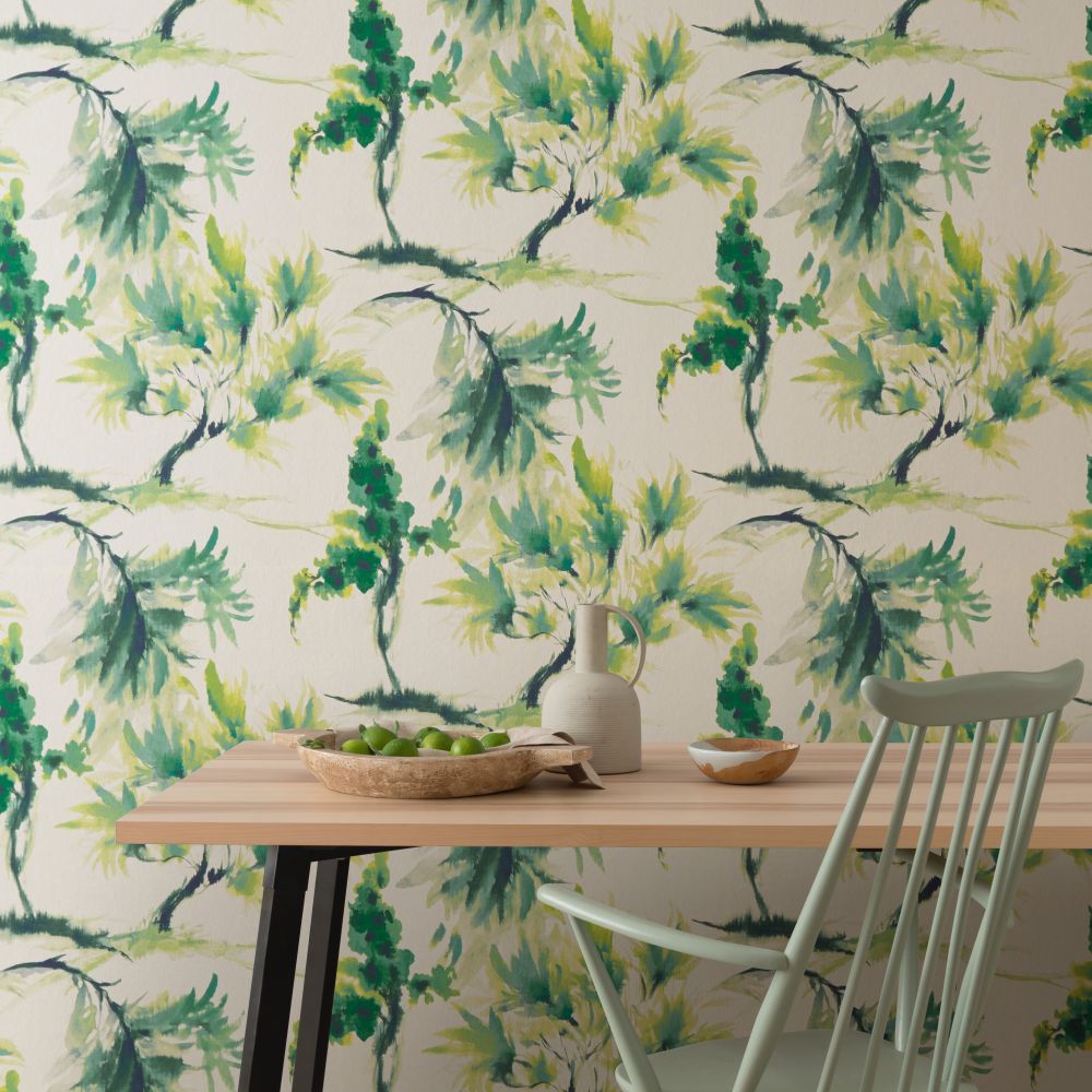 Mimosa Wallpaper - Olive Green - by 1838 Wallcoverings