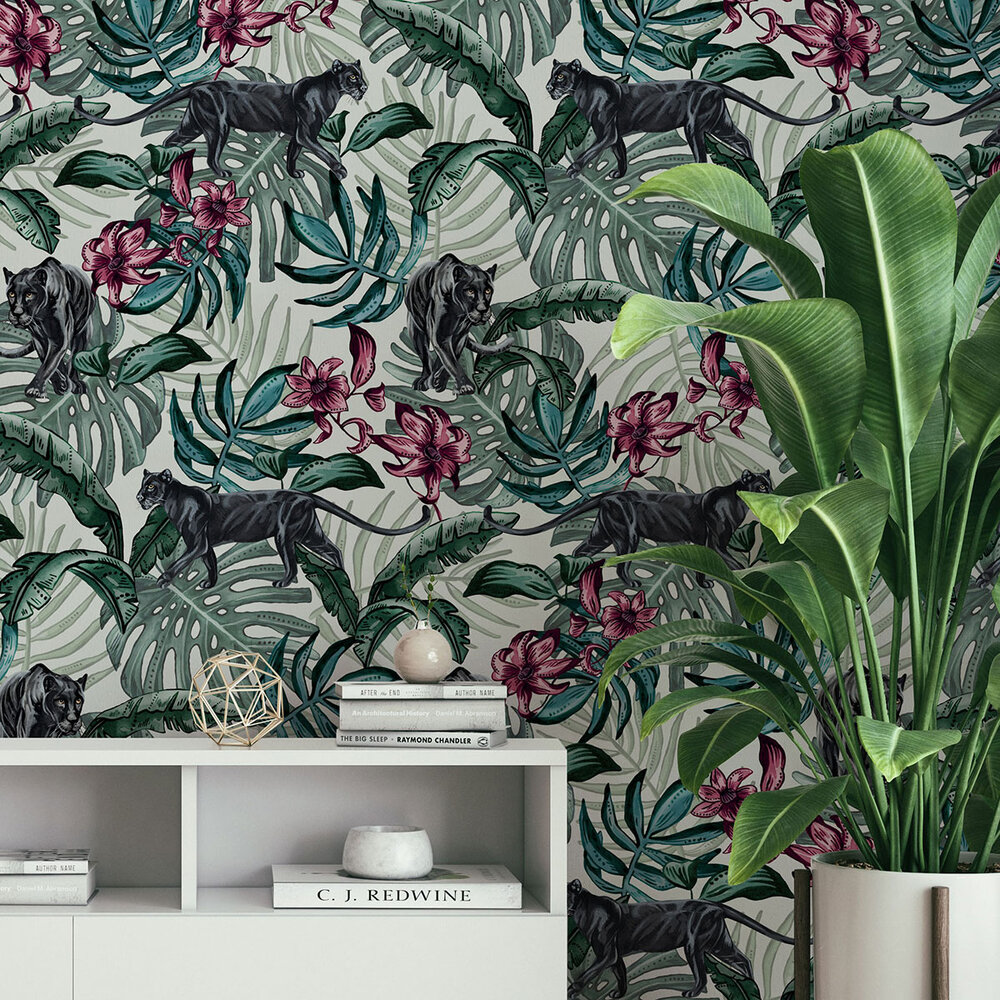 Jungle Panther Wallpaper - Cream - by Graduate Collection