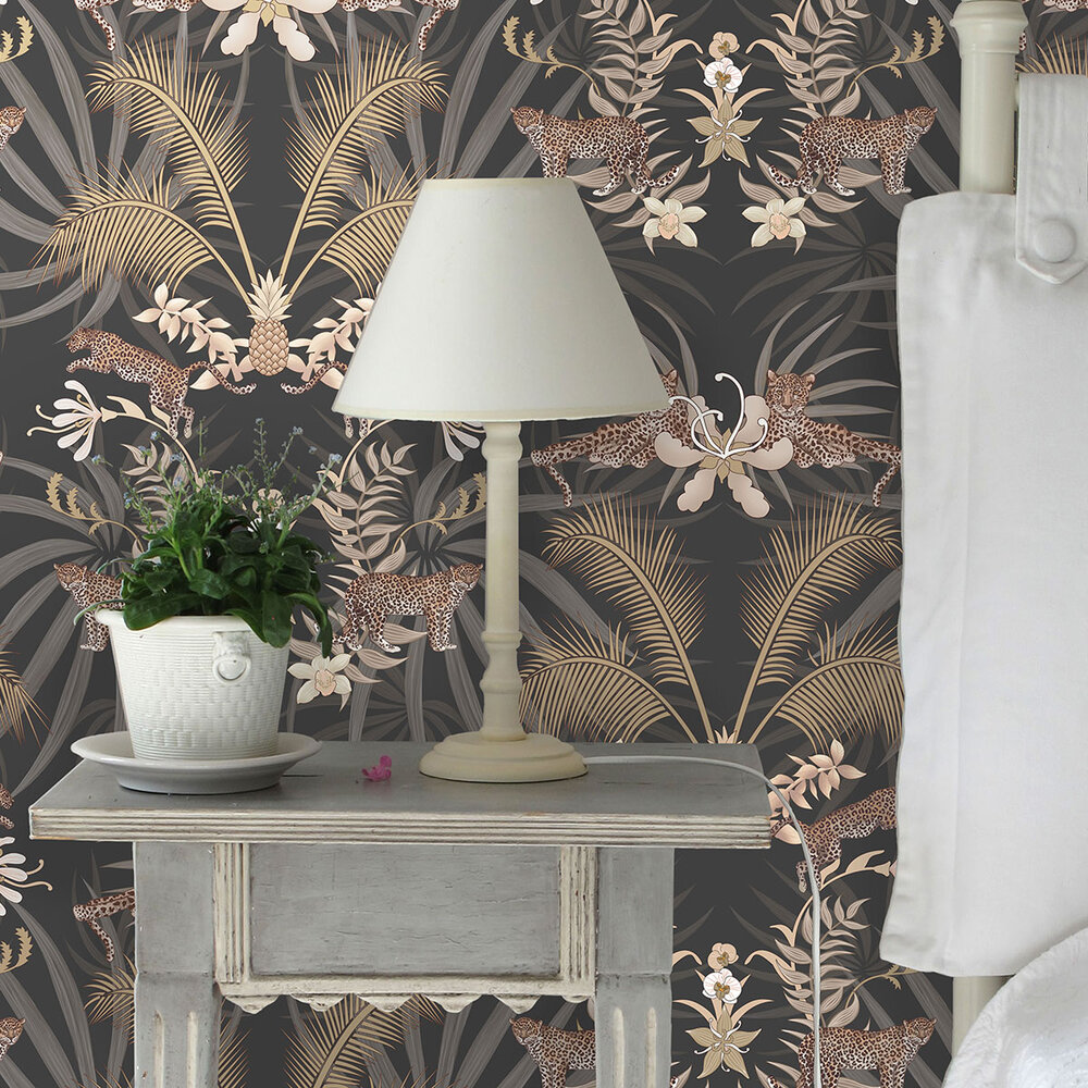 Leopard Luxe Wallpaper - Charcoal - by Graduate Collection
