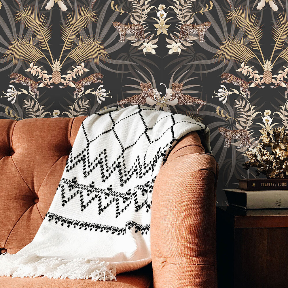 Leopard Luxe Wallpaper - Charcoal - by Graduate Collection
