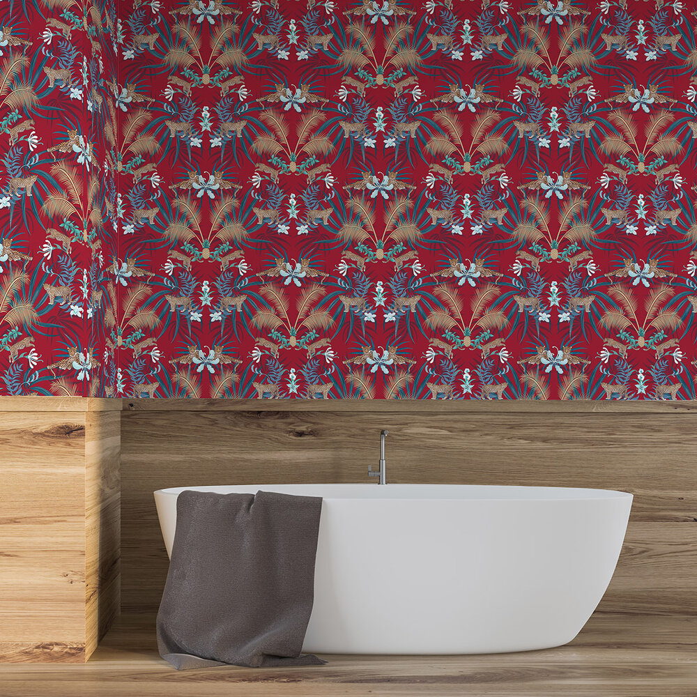 Leopard Luxe Wallpaper - Red - by Graduate Collection