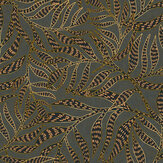 Tribal Leaves Wallpaper - Denim / Olive - by Eijffinger. Click for more details and a description.